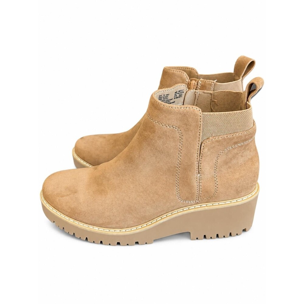 Sonoma Goods For Life Womens Tan Suede Chelsea Ankle Boots Lug Sole Size 10